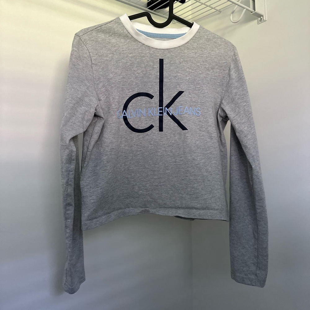 Calvin Klein Jeans logo cropped long sleeve shirt